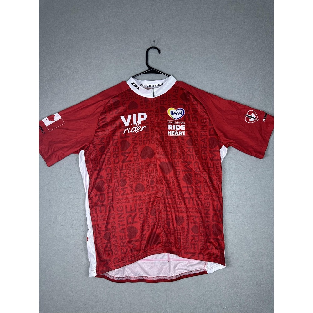 Louis Garneau Mens XL Red‎ Becel Ride for Heart VIP Rider Cycling Jersey Canada